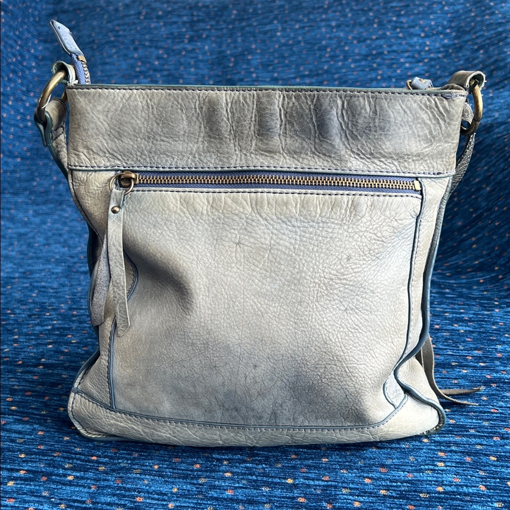 Lucky brand multiple pockets blue-Gray Leather Crossbody Bag - Picture 5 of 15